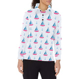 Sailboat anchor pattern Women's Long Sleeve Polo Shirt