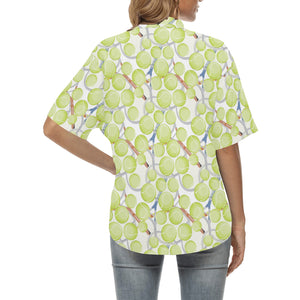 Tennis Pattern Print Design 01 Women's All Over Print Hawaiian Shirt