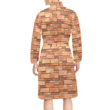 Brick Printed Pattern Print Design 04 Men's Long Sleeve Belted Night Robe