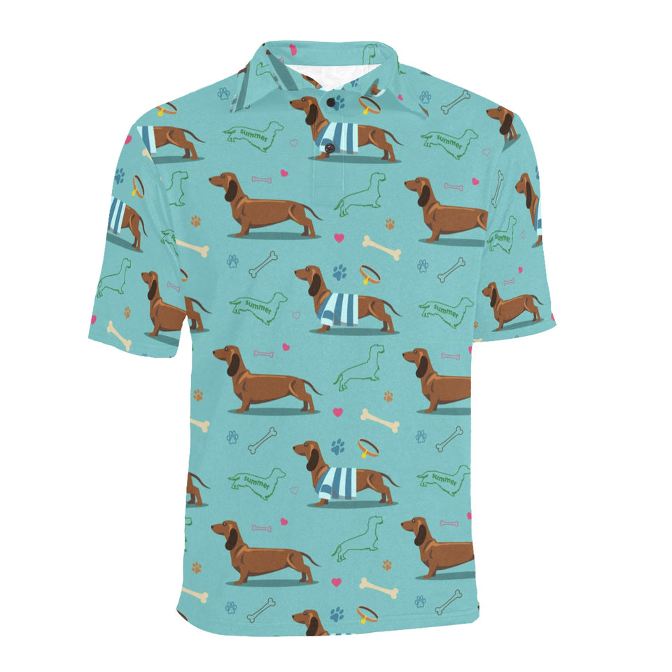 Dachshund decorative background Men's All Over Print Polo Shirt