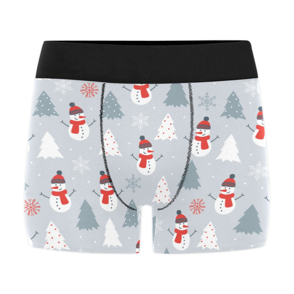 Snowman christmas  tree snow gray background Men's All Over Print Boxer Briefs Men's Underwear