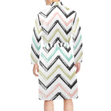 zigzag chevron paint pattern Men's Long Sleeve Belted Night Robe