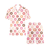 Colorful donut pattern Men's V-Neck Short Pajama Set