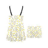 Tennis Pattern Print Design 02 Chest Sexy Pleated Two Piece Swim Dress