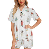 windmill design pattern Women's V-Neck Short Pajama Set