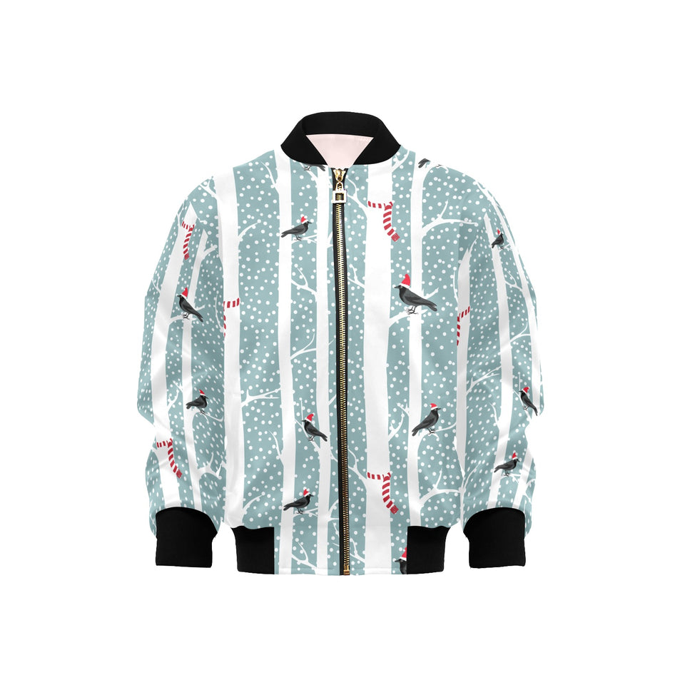 Crows christmas hat scarf Kids' Boys' Girls' Bomber Jacket