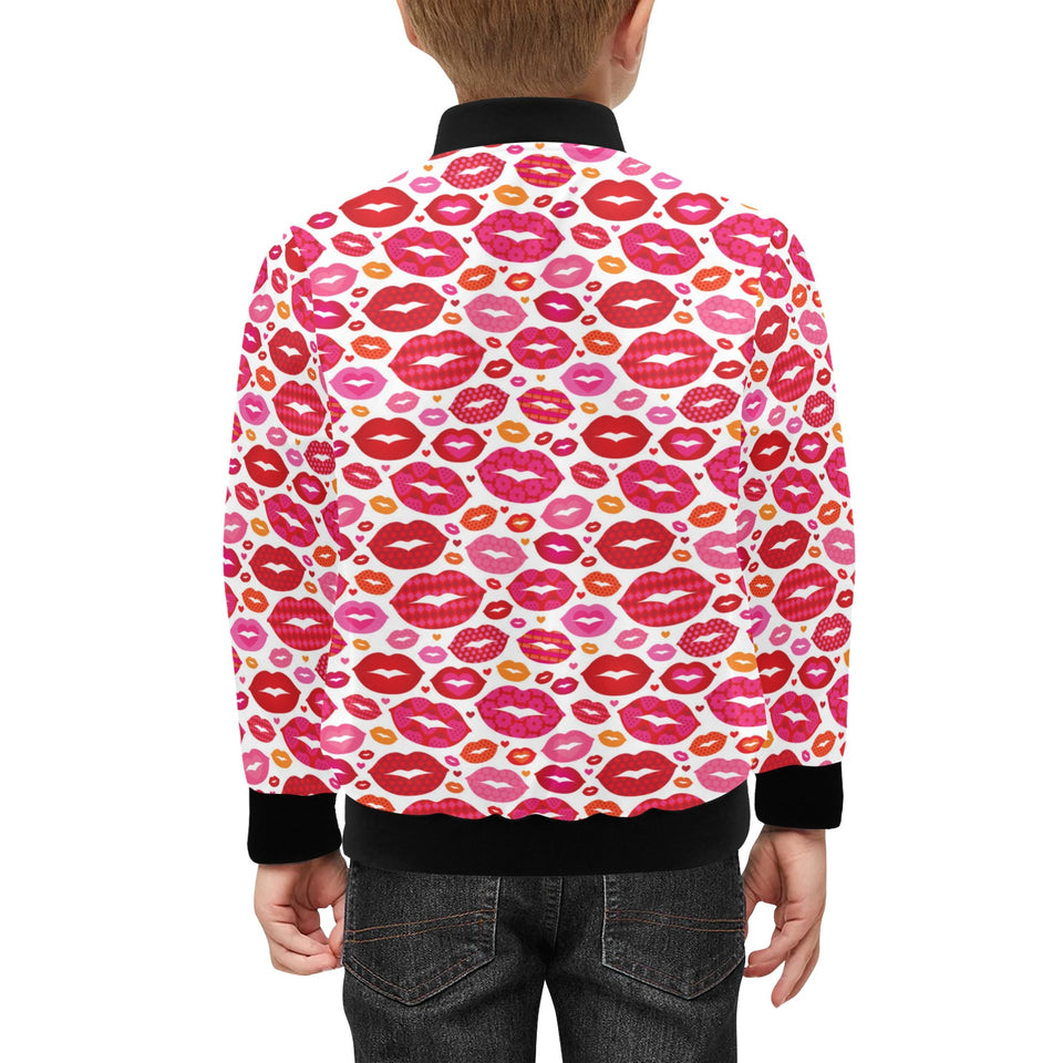Lips Pattern Print Design 01 Kids' Boys' Girls' Bomber Jacket
