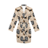 Beagle pattern Women's Long Sleeve Belted Night Robe