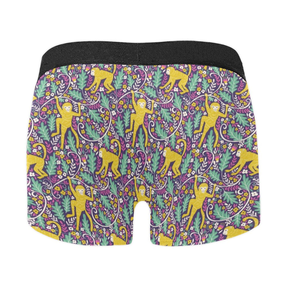 Cute yellow monkey leaves pattern Men's All Over Print Boxer Briefs Men's Underwear