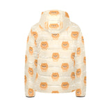 Cute brown pomeranian puppy on blue Kids' Boys' Girls' Padded Hooded Jacket