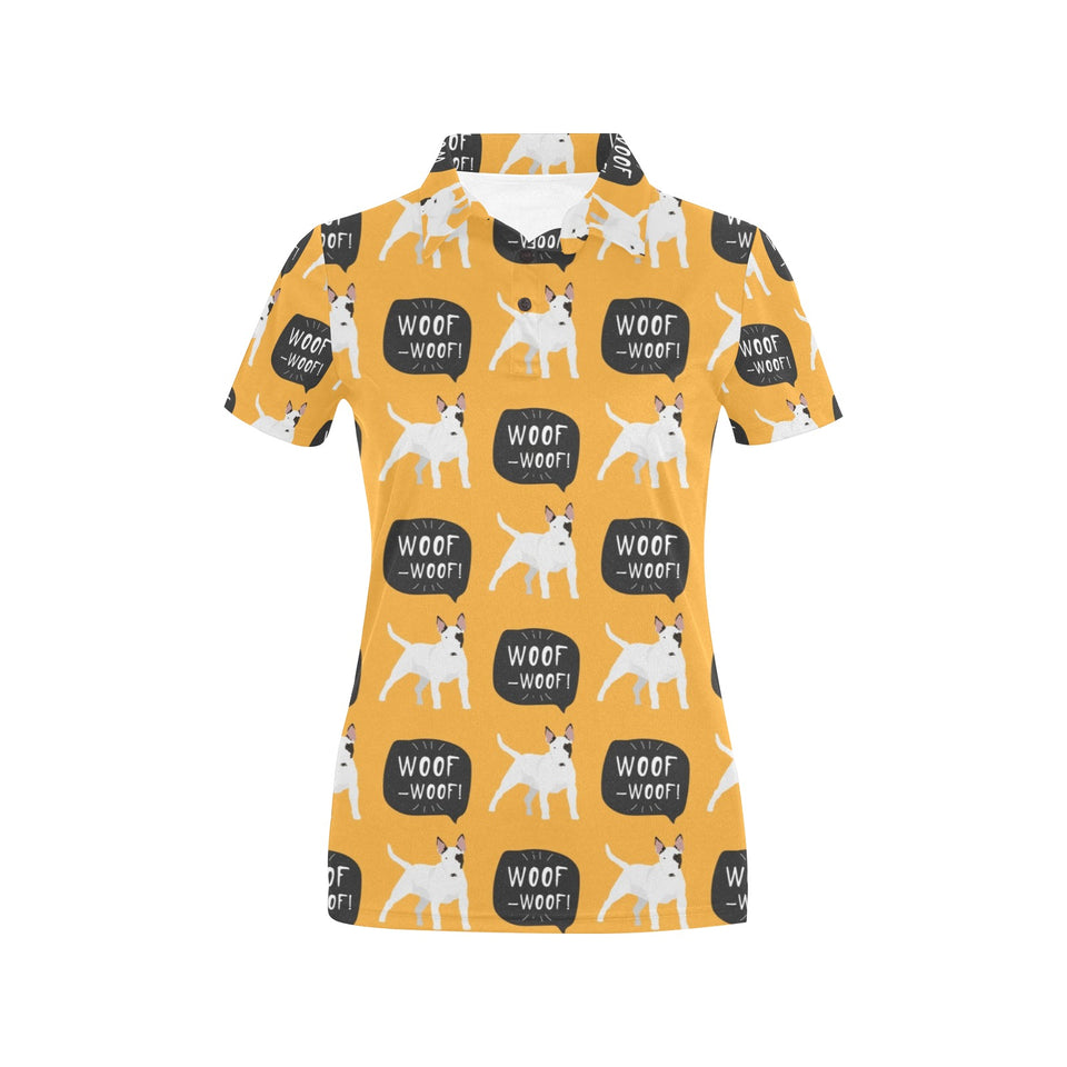 Bull Terrier Pattern Print Design 03 Women's All Over Print Polo Shirt