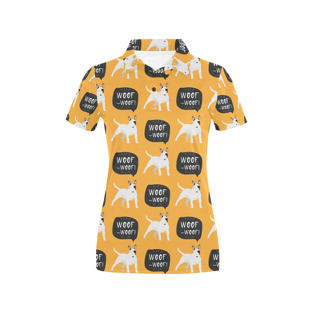 Bull Terrier Pattern Print Design 03 Women's All Over Print Polo Shirt
