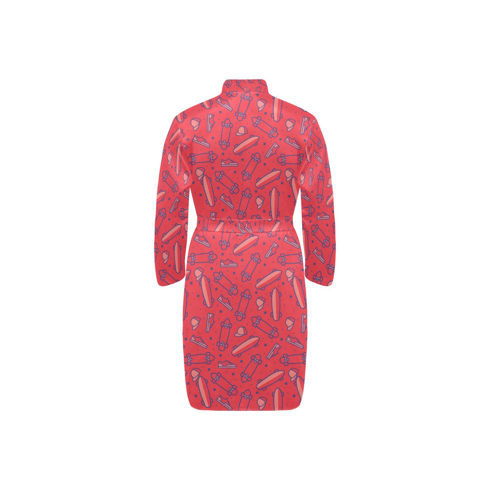 Skate Board Pattern Print Design 01 Men's Long Sleeve Belted Night Robe