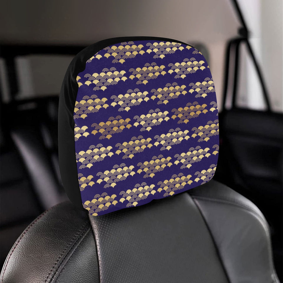 Beautiful japanese fan pattern Car Headrest Cover