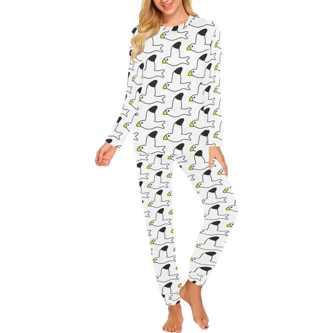 Seagull Pattern Print Design 05 Women's All Over Print Pajama Set