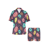 Colorful donut glaze pattern Women's V-Neck Short Pajama Set