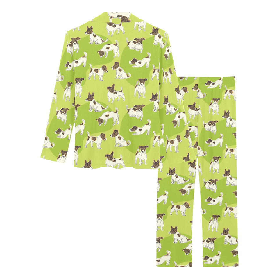 Jack Russel Pattern Print Design 01 Women's Long Pajama Set