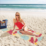 Red Bonsai gray sun japanese pattern Beach Towel