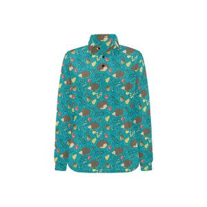 Hedgehog Pattern Print Design 01 Women's Long Sleeve Polo Shirt