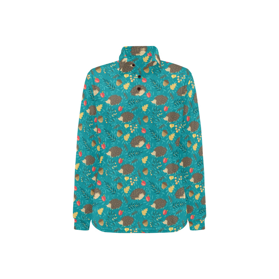 Hedgehog Pattern Print Design 01 Women's Long Sleeve Polo Shirt