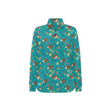 Hedgehog Pattern Print Design 01 Women's Long Sleeve Polo Shirt