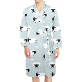 Sheep polka dot cloud pattern Men's Long Sleeve Belted Night Robe