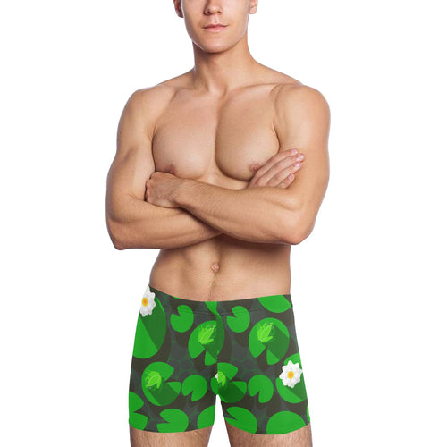 Frog waterlily pattern Men's Swimming Trunks