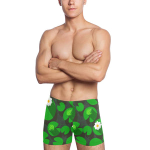Frog waterlily pattern Men's Swimming Trunks
