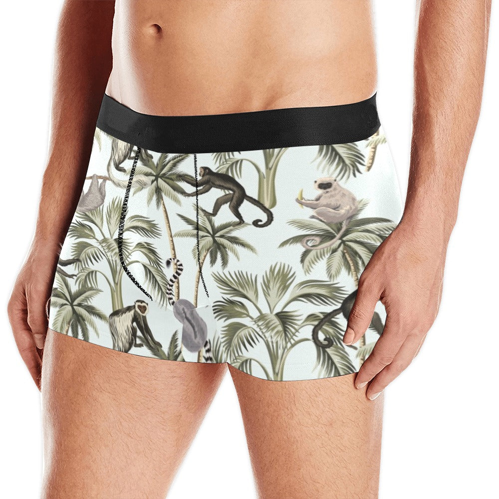 Monkey sloth lemur palm trees pattern Men's All Over Print Boxer Briefs Men's Underwear