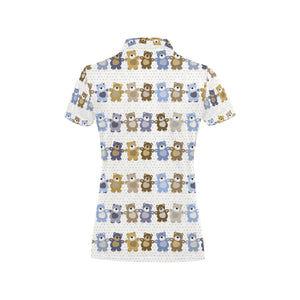 Teddy Bear Pattern Print Design 02 Women's All Over Print Polo Shirt