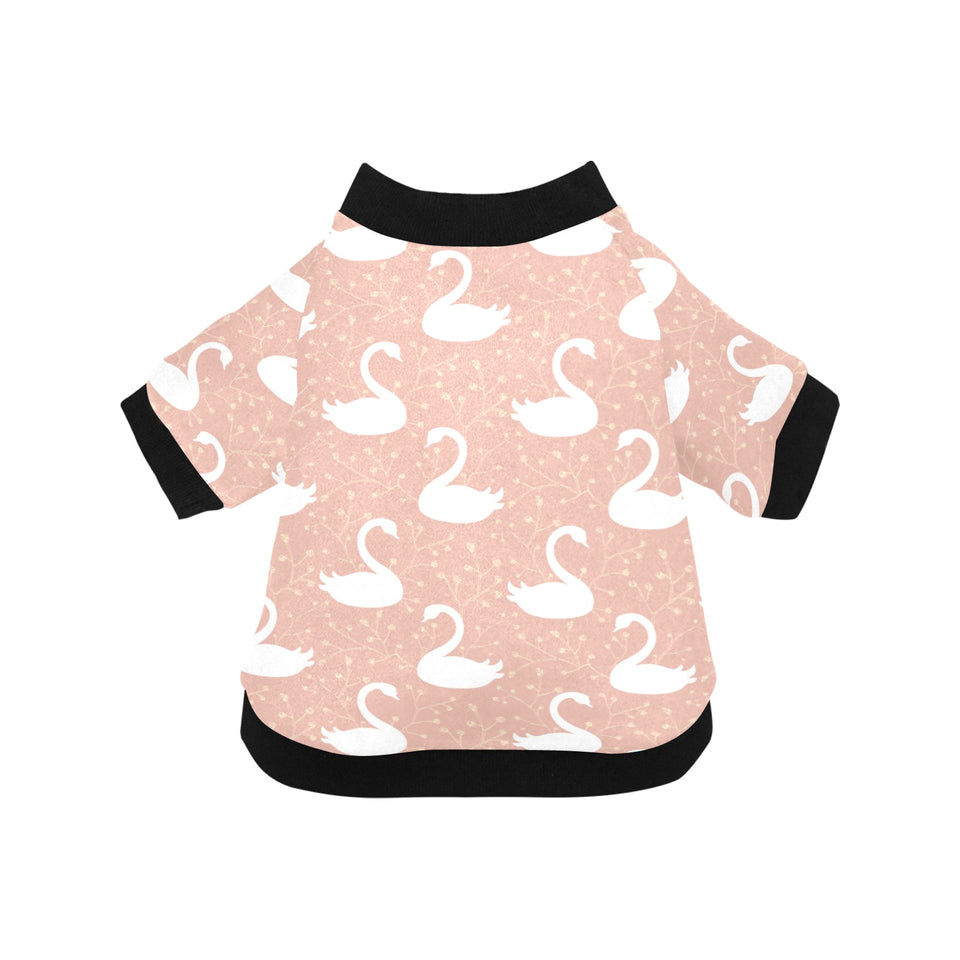 Swan flower light pink background All Over Print Pet Dog Round Neck Fuzzy Shirt