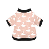 Swan flower light pink background All Over Print Pet Dog Round Neck Fuzzy Shirt