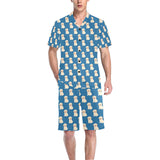 Golden Retriever Pattern Print Design 03 Men's V-Neck Short Pajama Set