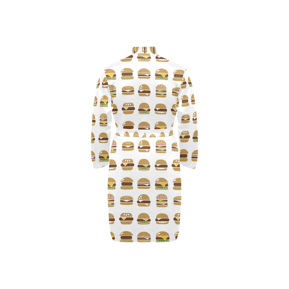 Hamburger Pattern Print Design 02 Men's Long Sleeve Belted Night Robe