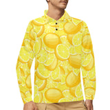 lemon pattern Men's Long Sleeve Polo Shirt