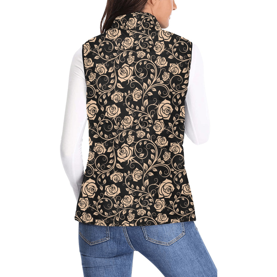 Rose Pattern Print Design 04 Women's Padded Vest