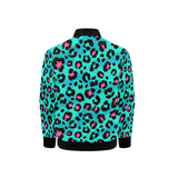 Green leopard skin print pattern Kids' Boys' Girls' Bomber Jacket