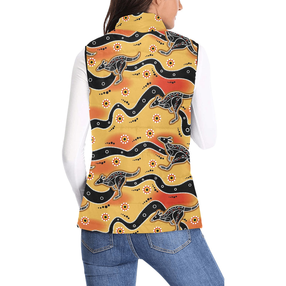 Kangaroo Australian aboriginal art pattern Women's Padded Vest