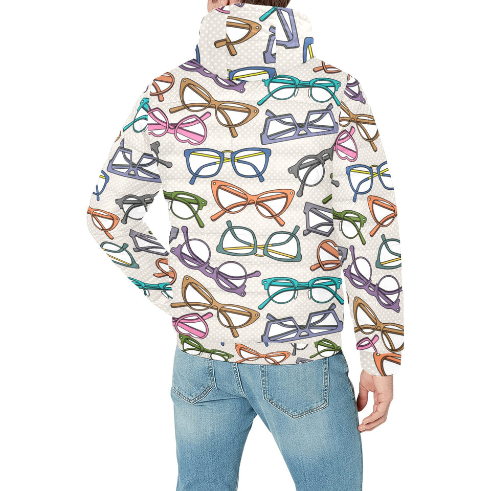 Sun Glasses Pattern Print Design 01 Men's Padded Hooded Jacket