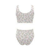 Tennis Pattern Print Design 04 Chest Bowknot High Waisted Bikini Swimsuit
