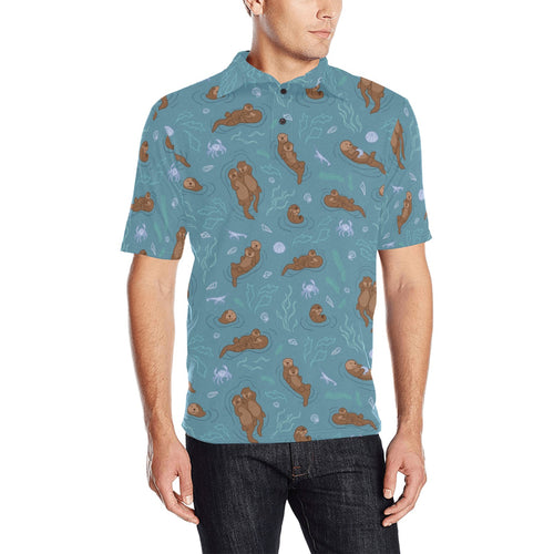 Sea otters pattern Men's All Over Print Polo Shirt