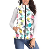Dragonflies ginkgo leaves pattern Women's Padded Vest