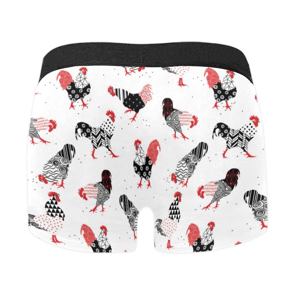 Cool rooster chicken cock floral ornament backgrou Men's All Over Print Boxer Briefs Men's Underwear