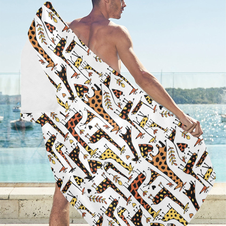 Giraffe Pattern Print Design 05 Beach Towel