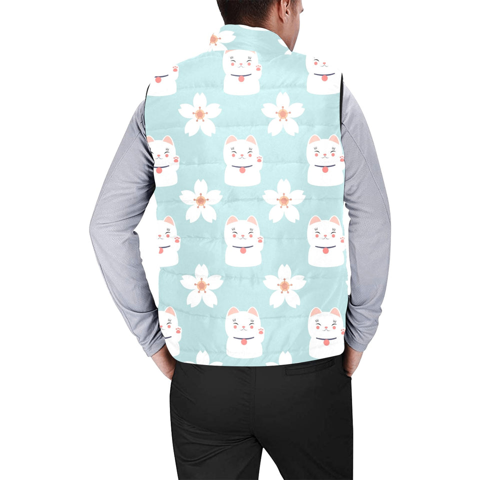 Maneki neko cat sakura Men's Padded Vest