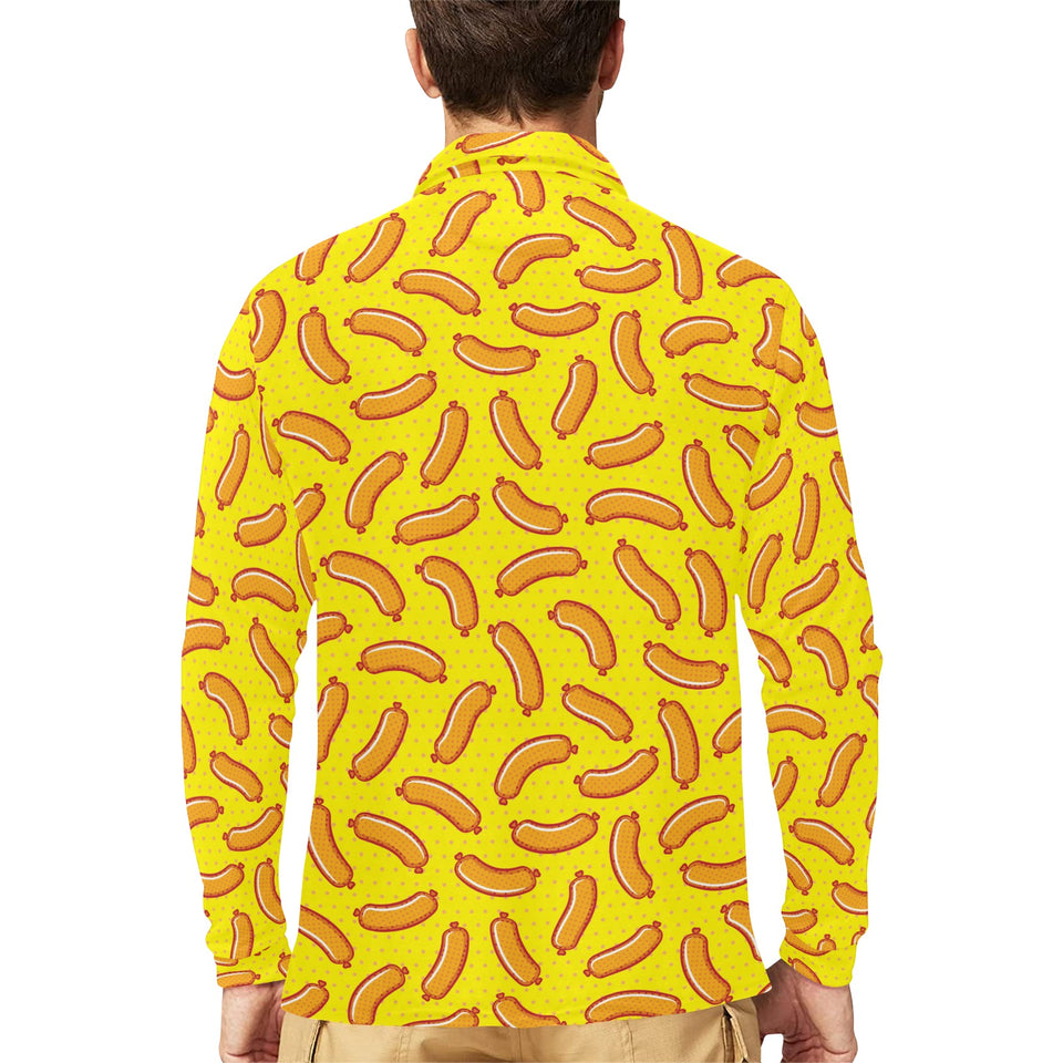 Sausage Pattern Print Design 01 Men's Long Sleeve Polo Shirt
