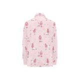 Poodle dog pink color theme Women's Long Sleeve Polo Shirt