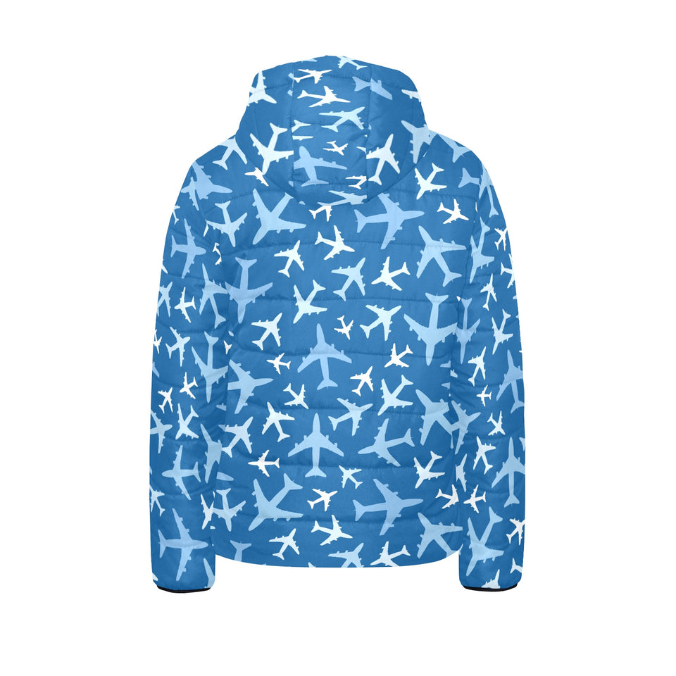 Airplane pattern in the sky Kids' Boys' Girls' Padded Hooded Jacket