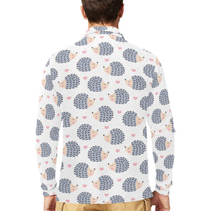 Hedgehog Pattern Print Design 04 Men's Long Sleeve Polo Shirt
