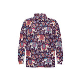 Elephant indian style ornament pattern Men's Long Sleeve Polo Shirt